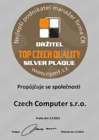 Certifik&aacute;t Top Czech Quality Silver Plaque